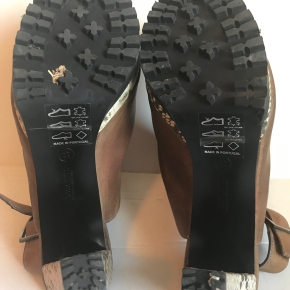 All Saints Brown Leather Strap Clog Heels Size 39 (EUR) - Picture 7 of 7